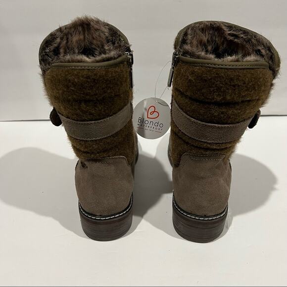 Blondo Women's Ankle Zip Vicky Leather Weatherproof Boot Buckle Dark Taupe 9.5 - Picture 8 of 14